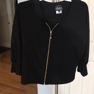 Arten Fashions size medium black zip up front 3/4 sleeve pockets